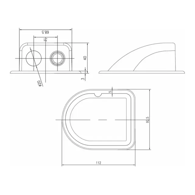 Kabelgjennomføring dbl - utenpåliggende hvit - 4-12mm kabel -  130x95x40 mm 