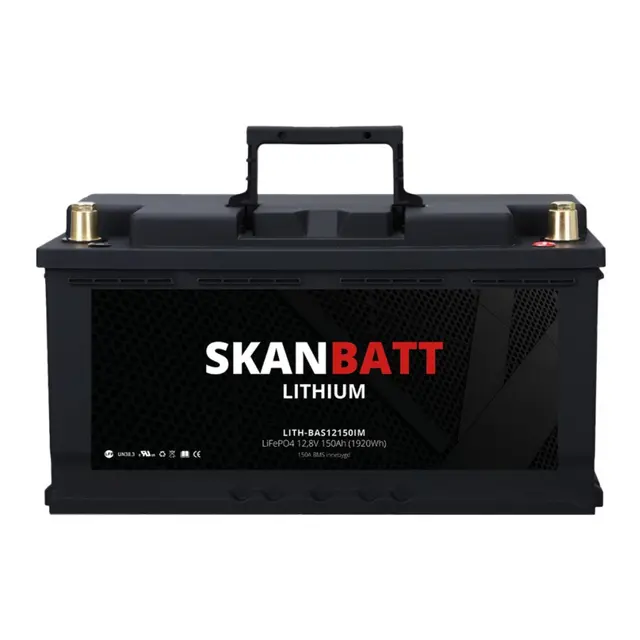 SKANBATT Lithium Batteri 12V 150ah 150A BMS -  Mål: 352x174x190mm 
