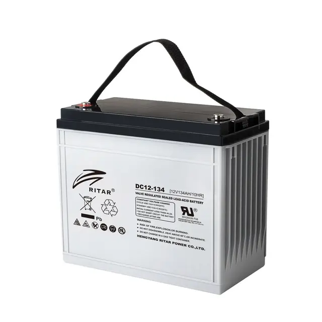 RITAR AGM Deep Cycle Batteri 12V 134ah C10  (340x173x280mm) +venstre 