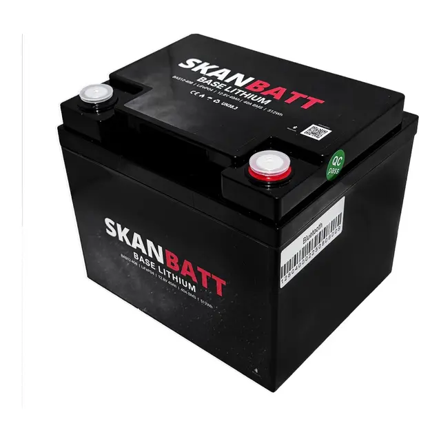 SKANBATT Base Lithium - 12V 40Ah 40A BMS - 198x166x170mm - BT 