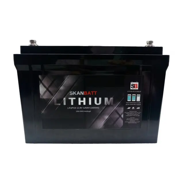 SKANBATT  BT Lithium Batteri 12V 125AH Blutooth 150A BMS 5års garanti 