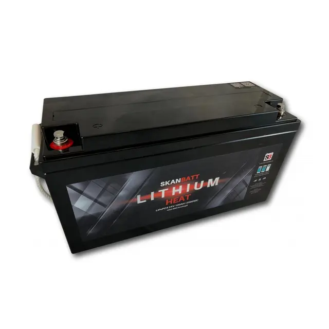 SKANBATT Heat Lithium Batteri 24V 100ah 100bms - Bluetooth og Varme 