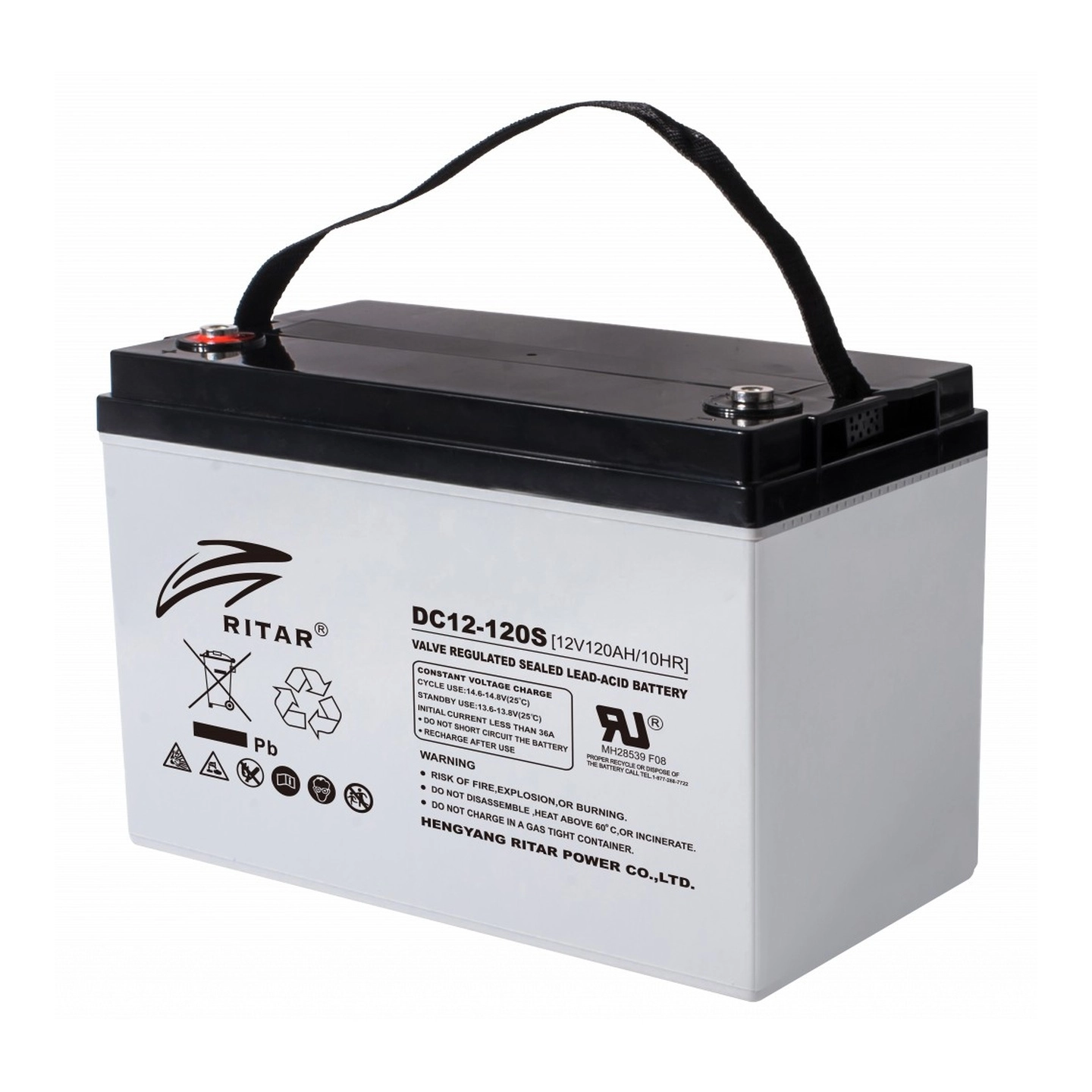 RITAR  AGM Deep Cycle Batteri 12V 120AH (328x172x222mm) +venstre 175AH 100t
