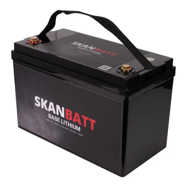 SKANBATT Base Lithium - 12V 100Ah 100A BMS - 326x173x215mm 