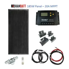 SKANBATT Solcellepanel Pakke Basic 185W - 1480x670x30mm - 20A MPPT