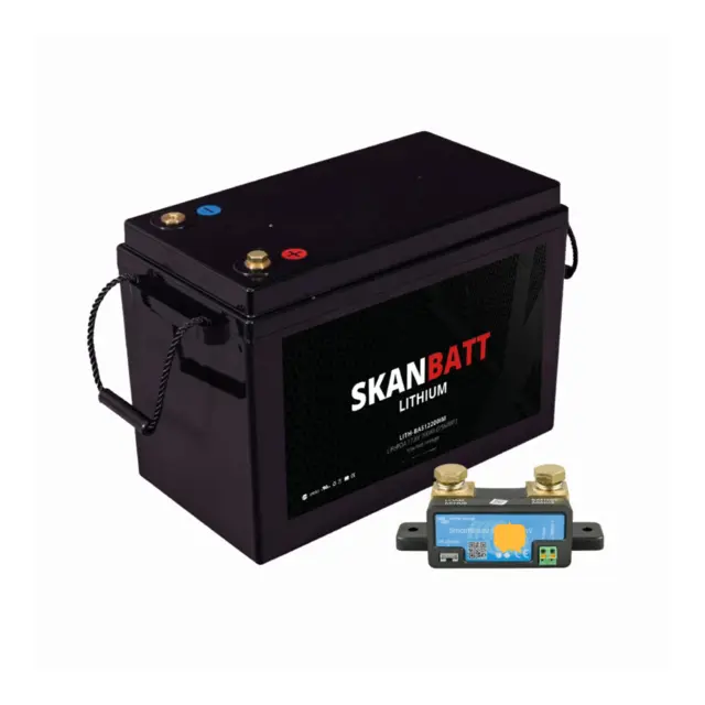 SKANBATT Lithium Batteri 12V 200Ah 200A BMS (345x190x245mm) - m/ Bluetooth 