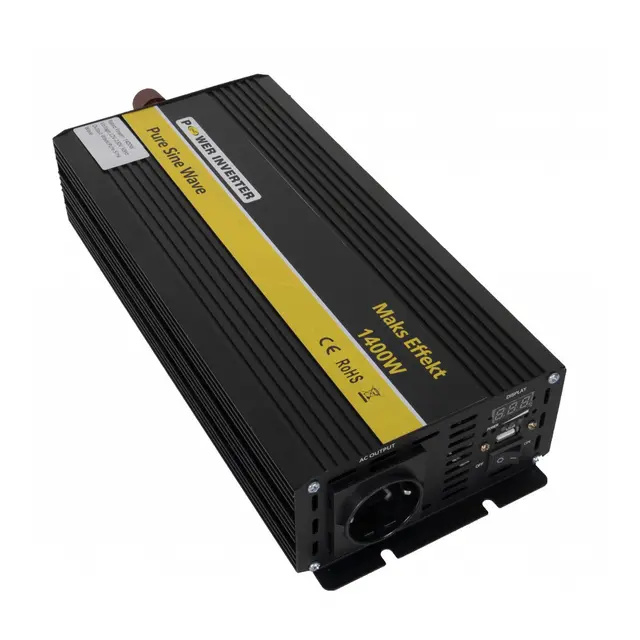 Power Inverter 12V 1400w Ren Sinus - m/fjernkontroll 