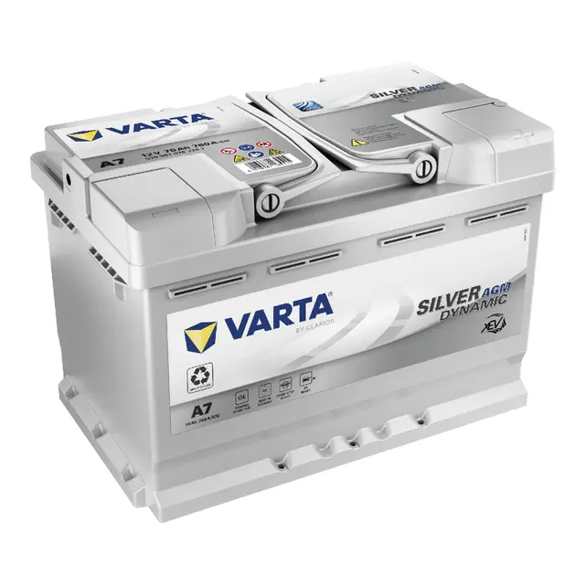 VARTA AGM Batteri 12V - 70Ah - 760cca 278x175x190 mm + høyre A7 xEV 