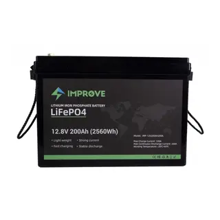 IMPROVE Lithium Batteri 12V 200Ah LiFePO4 BMS 200a