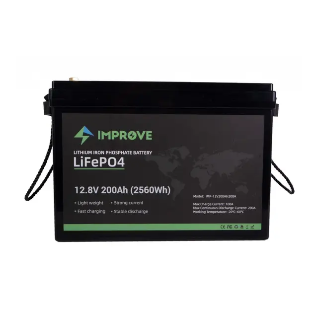 IMPROVE Lithium Batteri 12V 200Ah LiFePO4 BMS 200a 