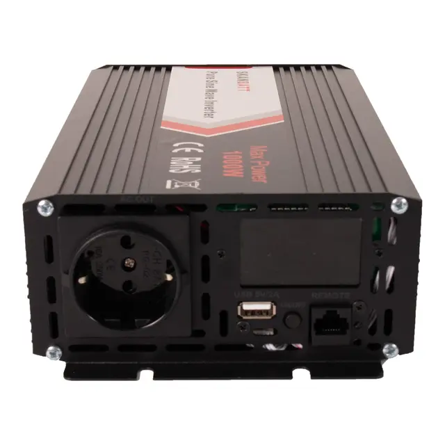SKANBATT Inverter 12V 1000W Ren Sinus m/Trådløs Fjernkontroll 