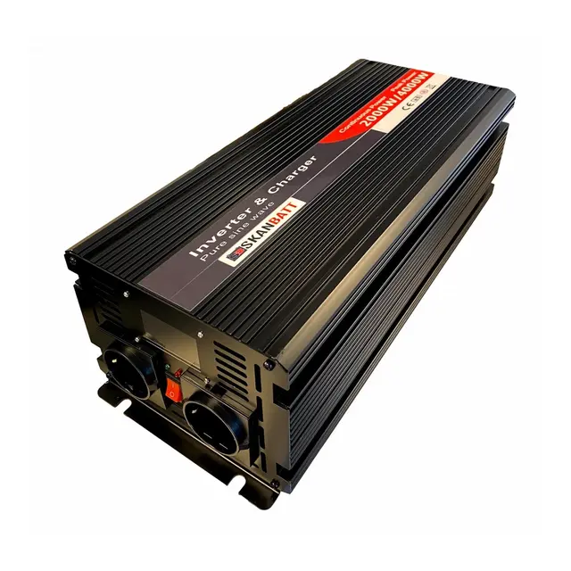 SKANBATT Inverter 12V 2000w Ren Sinus Nettprioritering, trådløs fjernkontroll 