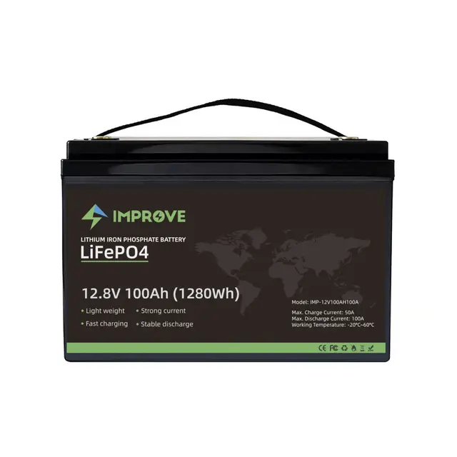 IMPROVE Lithium Batteri 12V 100Ah LiFePO4 BMS 100A - Bluetooth 