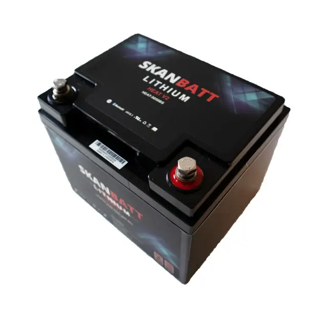 SKANBATT V2 Lithium Heat Batteri 12V 50Ah, 50A BMS (198x166x169mm) 