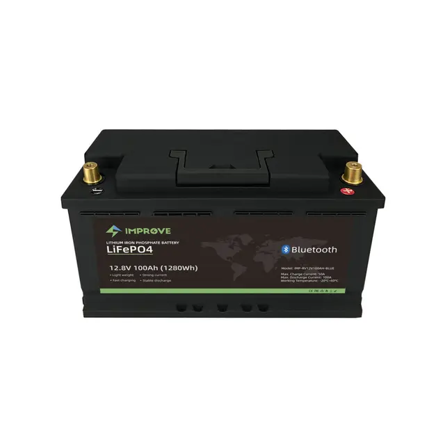 IMPROVE Lithium Batteri 12V 100Ah LiFePO4 BMS 100A - Bluetooth - Bobil 