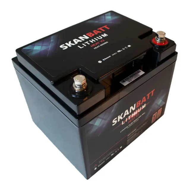 SKANBATT V2 Lithium Heat Batteri 12V 50Ah, 50A BMS (198x166x169mm) 