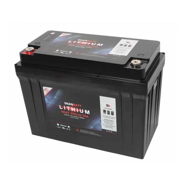 SKANBATT  Lithium HEAT PRO 12V 100AH CAN Bus - 400A (3s) - (700A Peak) 