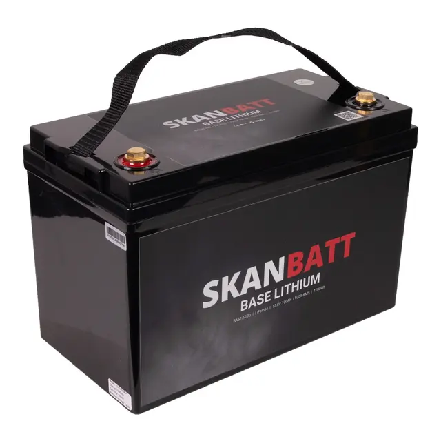 SKANBATT Base Lithium - 12V 100Ah 100A BMS - 326x173x215mm 
