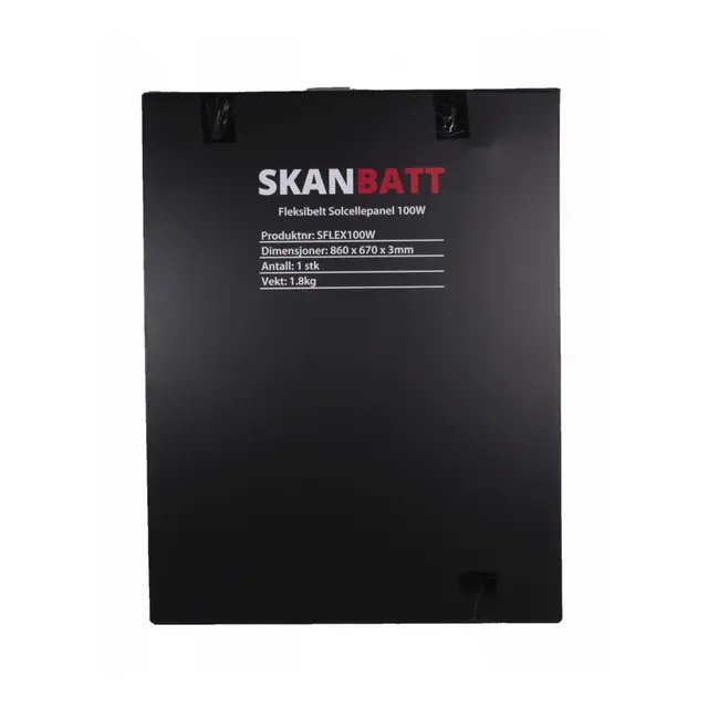 SKANBATT Fleksibelt Solcellepanel 100W ETFE - 860x670x3mm 