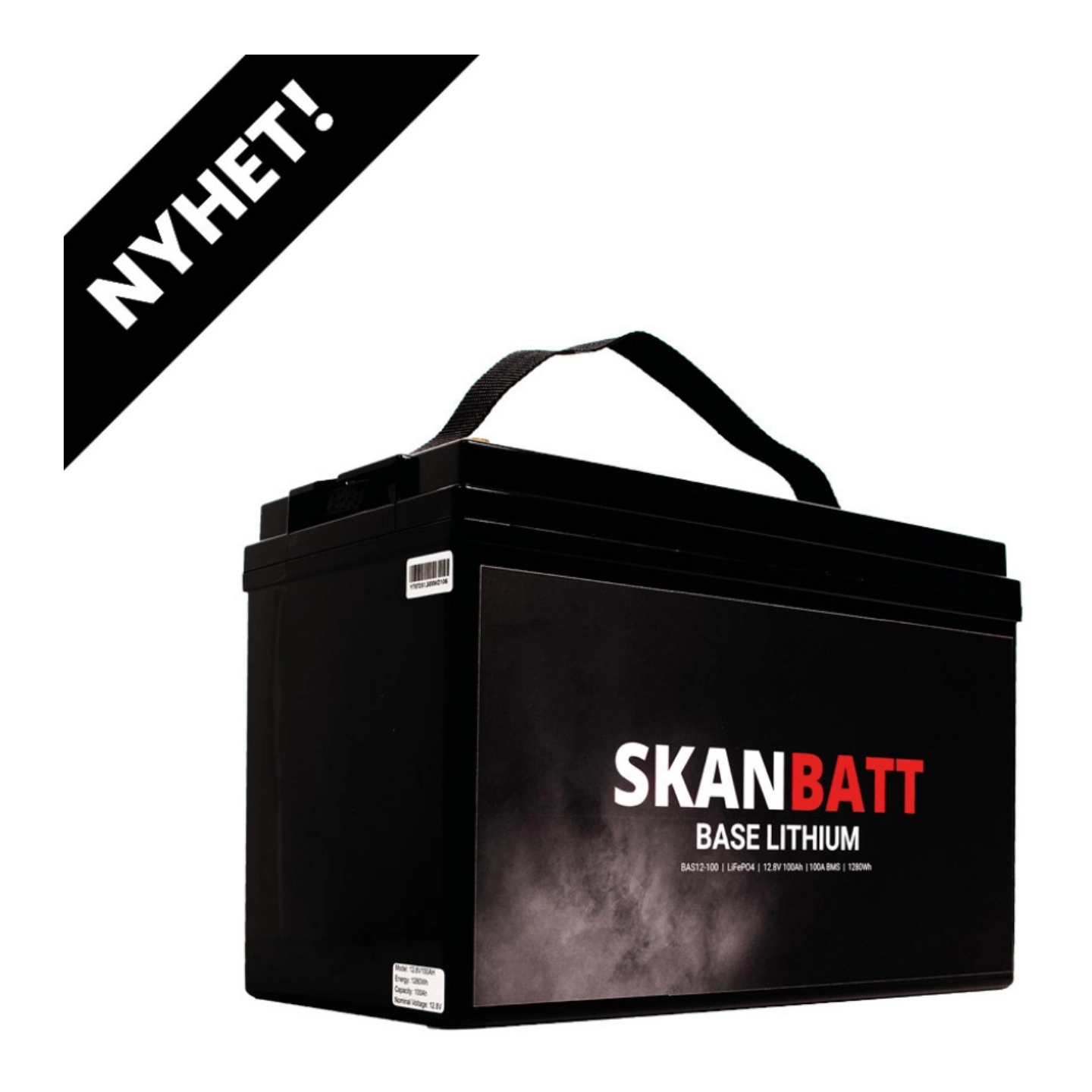 SKANBATT Base Lithium - 12V 100Ah 100A BMS - 326x173x215mm