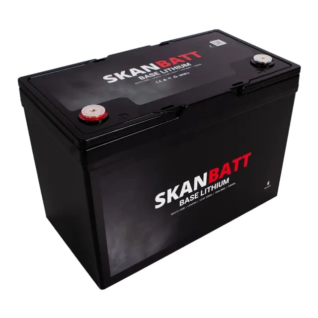 SKANBATT Base Lithium - 12V 100Ah 100a BMS - 307x169x208mm - Bluetooth 