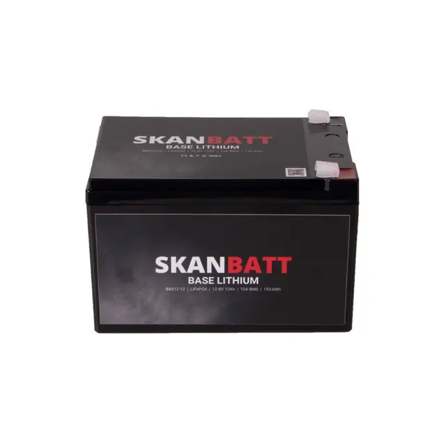 SKANBATT Base Lithium - 12V 12Ah 10A BMS - 3 Års garanti 