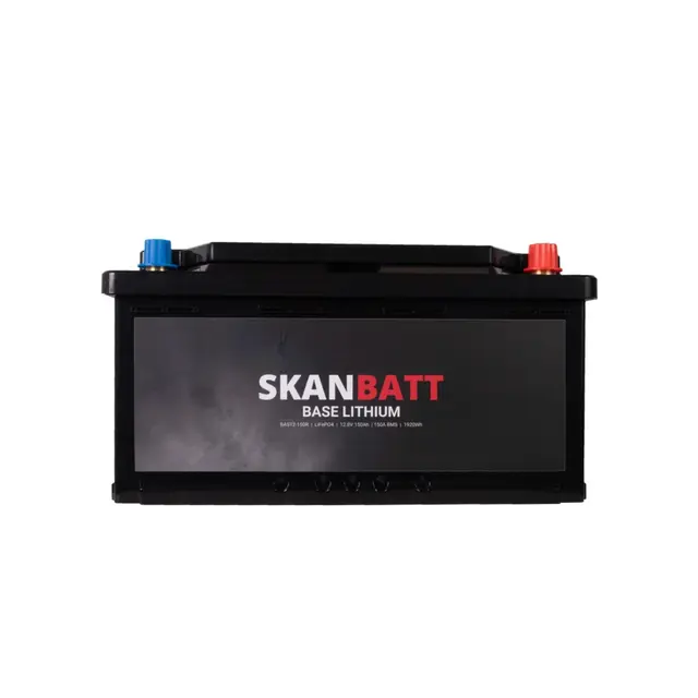 SKANBATT Base Lithium - 12V 150Ah 150a BMS - 355x180x190mm - 3 Års garanti 