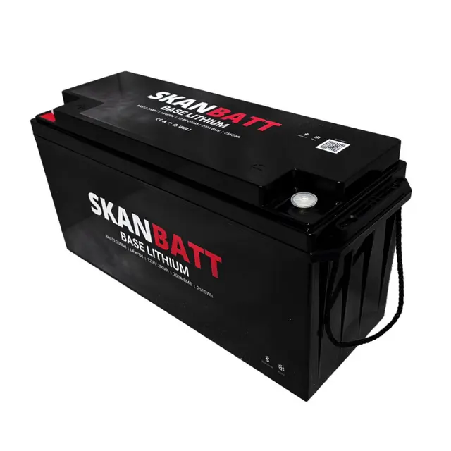 SKANBATT Base Lithium - 12V 200Ah Heat 200A BMS - 485x170x240mm - BT 