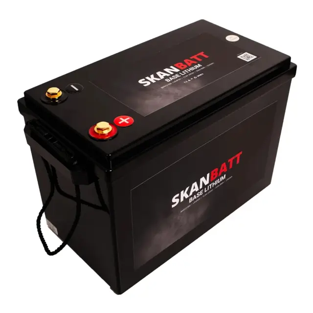 SKANBATT Base Lithium 12V 200Ah 200a BMS 345x190x245mm - 3 Års garanti 