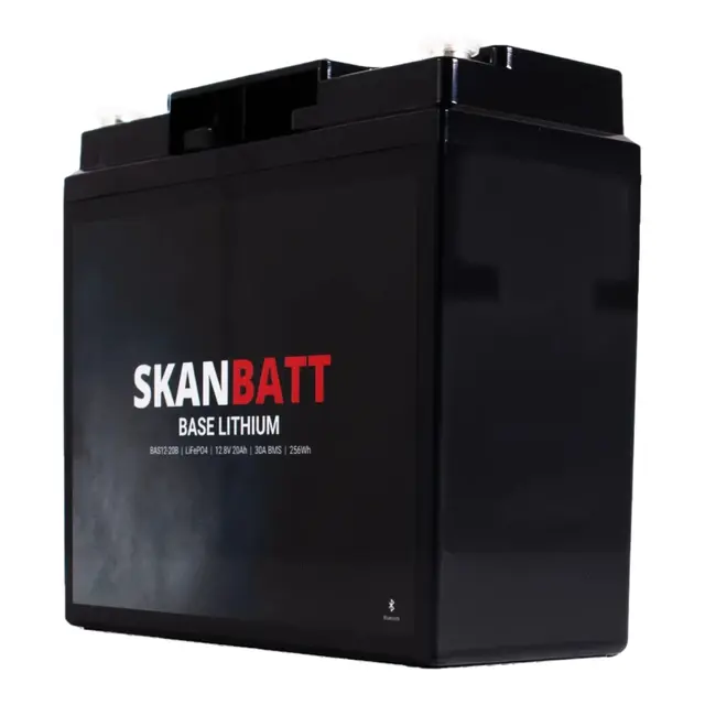 SKANBATT Base Lithium - 12V 20Ah 30A BMS Bluetooth - 3 Års garanti 
