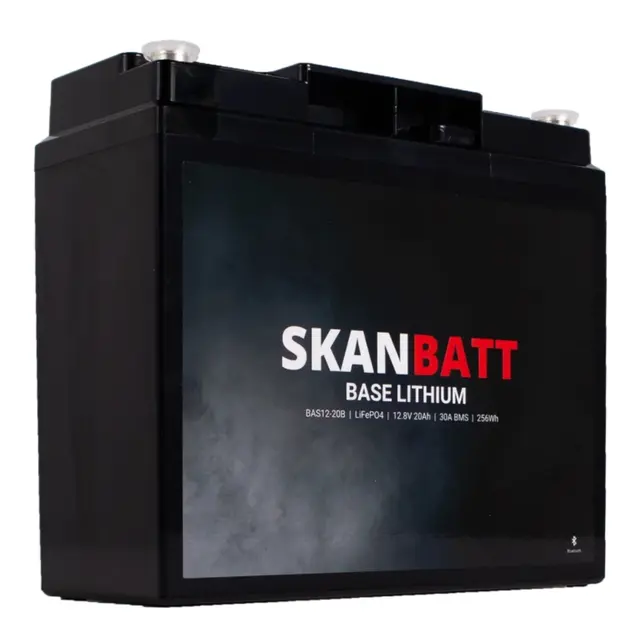 SKANBATT Base Lithium - 12V 20Ah 30A BMS Bluetooth - 3 Års garanti 