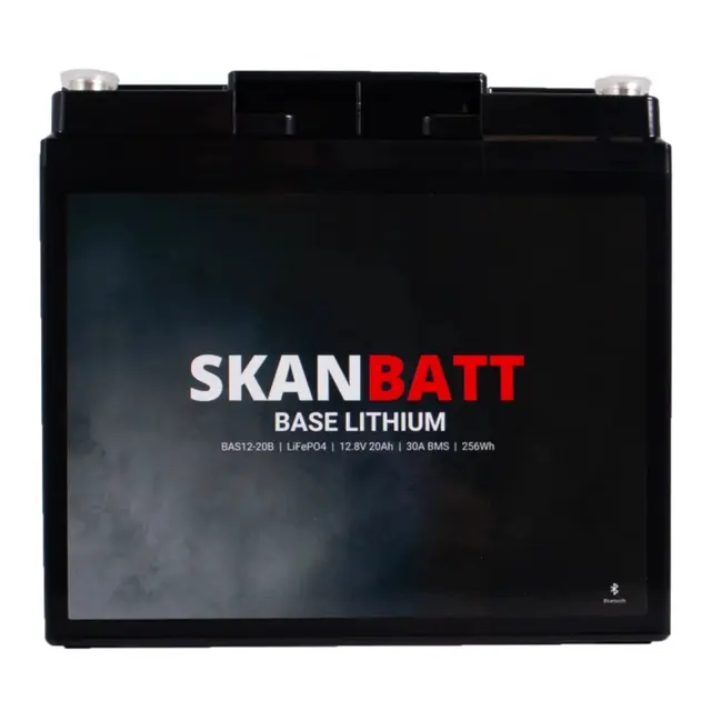 SKANBATT Base Lithium - 12V 20Ah 30A BMS Bluetooth - 3 Års garanti 