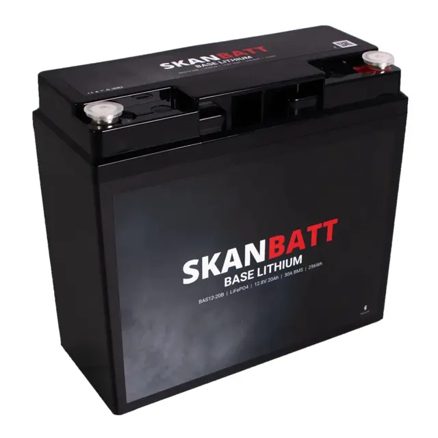 SKANBATT Base Lithium - 12V 20Ah 30A BMS Bluetooth - 3 Års garanti 
