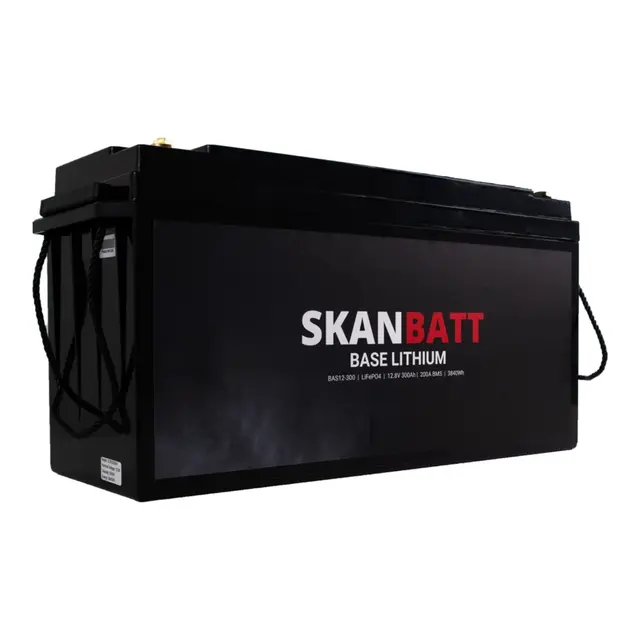 SKANBATT Base Lithium - 12V 300Ah 200a BMS - 483x170x240mm - 3 Års garanti 