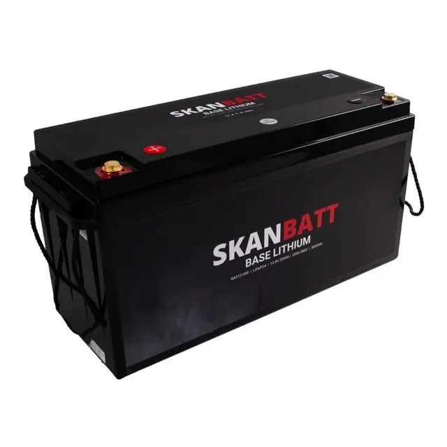 SKANBATT Base Lithium - 12V 300Ah 200a BMS - 483x170x240mm - 3 Års garanti 