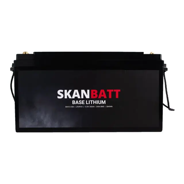 SKANBATT Base Lithium - 12V 300Ah 200a BMS - 483x170x240mm - 3 Års garanti 