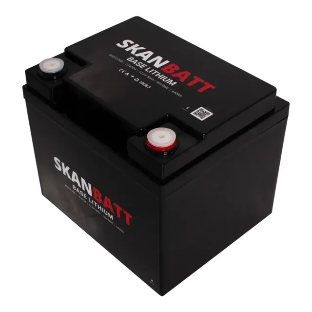SKANBATT Base Lithium - 12V 50Ah 50A BMS - 198x166x170mm - Bluetooth 