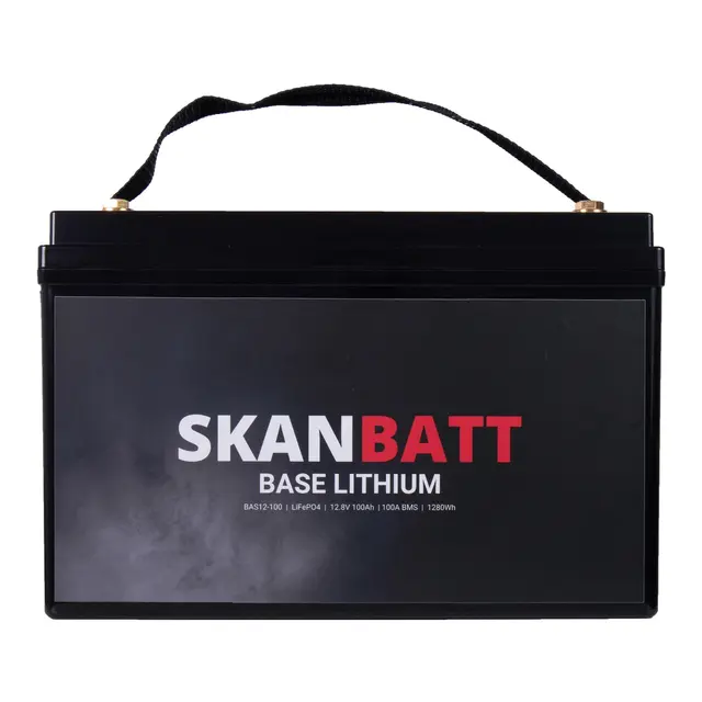 SKANBATT Base Lithium - 12V 100Ah 100A BMS - 326x173x215mm 