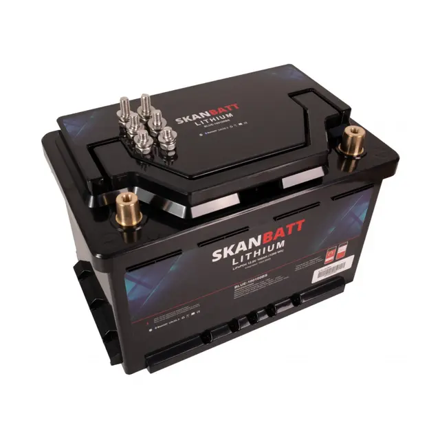 SKANBATT Lithium Batteri 12V 100Ah Bluetooth 100a BMS 279x176x190mm - Small 