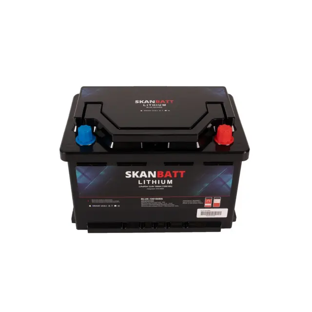 SKANBATT Lithium Batteri 12V 100Ah Bluetooth 100a BMS 279x176x190mm - Small 