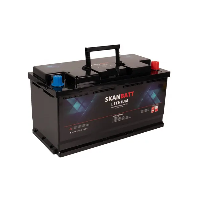 SKANBATT Lithium Batteri 12V 180Ah 150a BMS Bluetooth 355x176x190mm 