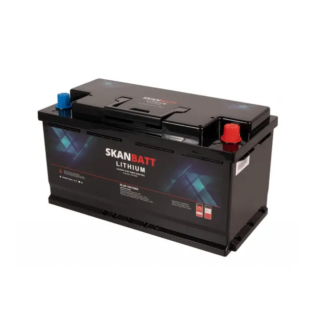 SKANBATT Lithium Batteri 12V 180Ah 150a BMS Bluetooth 355x176x190mm 