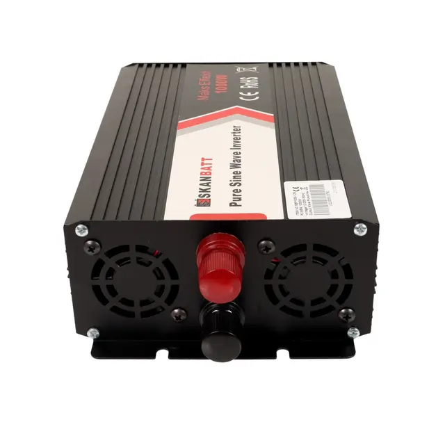 SKANBATT Inverter 12V 1000W (2000W) Ren Sinus - m/ trådløs Fjernkontroll 