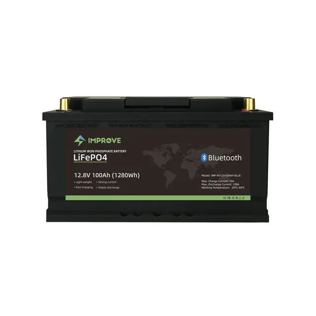 IMPROVE Lithium Batteri 12V 100Ah LiFePO4 BMS 100A - Bluetooth - Bobil 