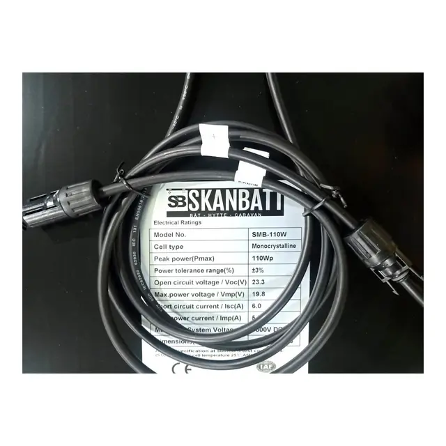 SKANBATT Solcellepanel 110w 107x55x3cm Ramme panel Mono - Perc - All Black 