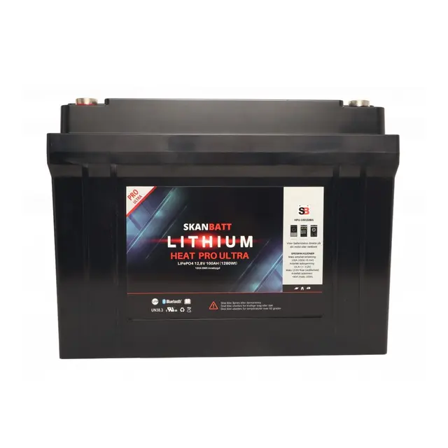 SKANBATT  Lithium HEAT PRO 12V 100AH CAN Bus - 400A (3s) - (700A Peak) 