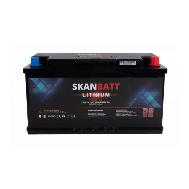 SKANBATT V2 Lithium HEAT Batteri 180Ah 12V - 150A BMS - Bobil - Bluetooth 