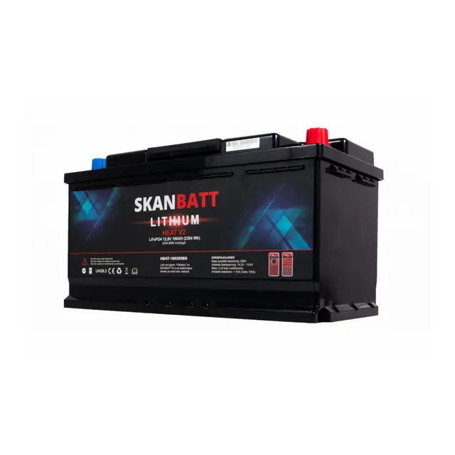 SKANBATT V2 Lithium HEAT Batteri 180Ah 12V - 150A BMS - Bobil - Bluetooth 