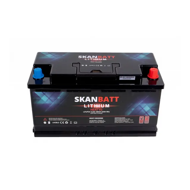 SKANBATT V2 Lithium HEAT Batteri 180Ah 12V - 150A BMS - Bobil - Bluetooth 