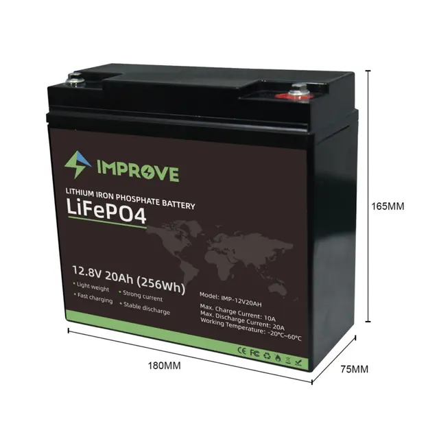 IMPROVE Lithium Batteri 12V 20Ah 12V (LiFePO4) BMS 20A 